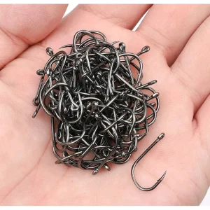 100 Pçs Conjunto De Anzol De Pesca Aço Carbono Forte Água Salgada Doce Afiada Círculo Jig Anzóis