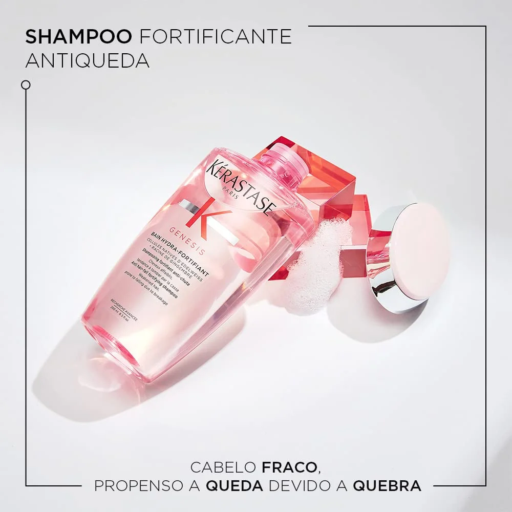 Kérastase Genesis Bain Hydra-Fortifiant Shampoo, Tratamento Fortificante Antiqueda por Quebra para Cabelos Finos e Oleosos, com Flor de Edelweiss e Raiz de Gengibre, 250ml - Image 4