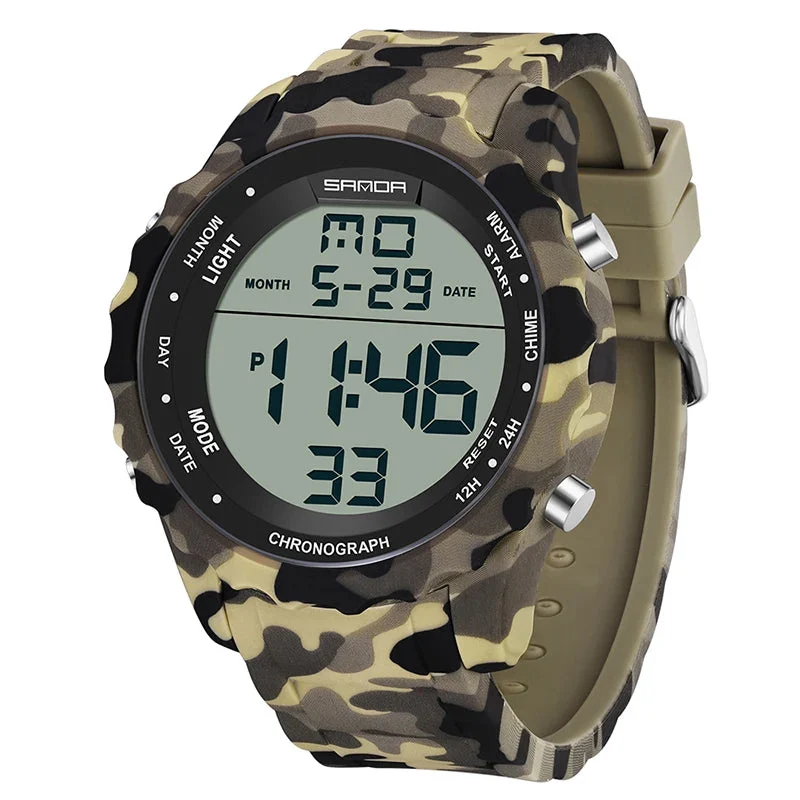 Relógio Militar Camuflado Digital Sanda à Prova d'Água