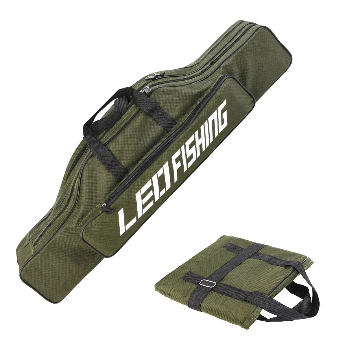 Bolsa Para Vara De Pesca 80cm Dobrável 2 Compartimento 1 Bolso Lateral - Image 5