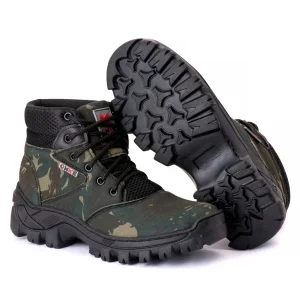 Coturno Adventure Masculino Camuflado Verde Para Trilha, Camping E Uso Outdoor