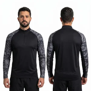 Camisa De Pesca UV50+ Com Zíper Manga Longa Dry Fit Proteção Solar UV Para Pesca E Trilhas